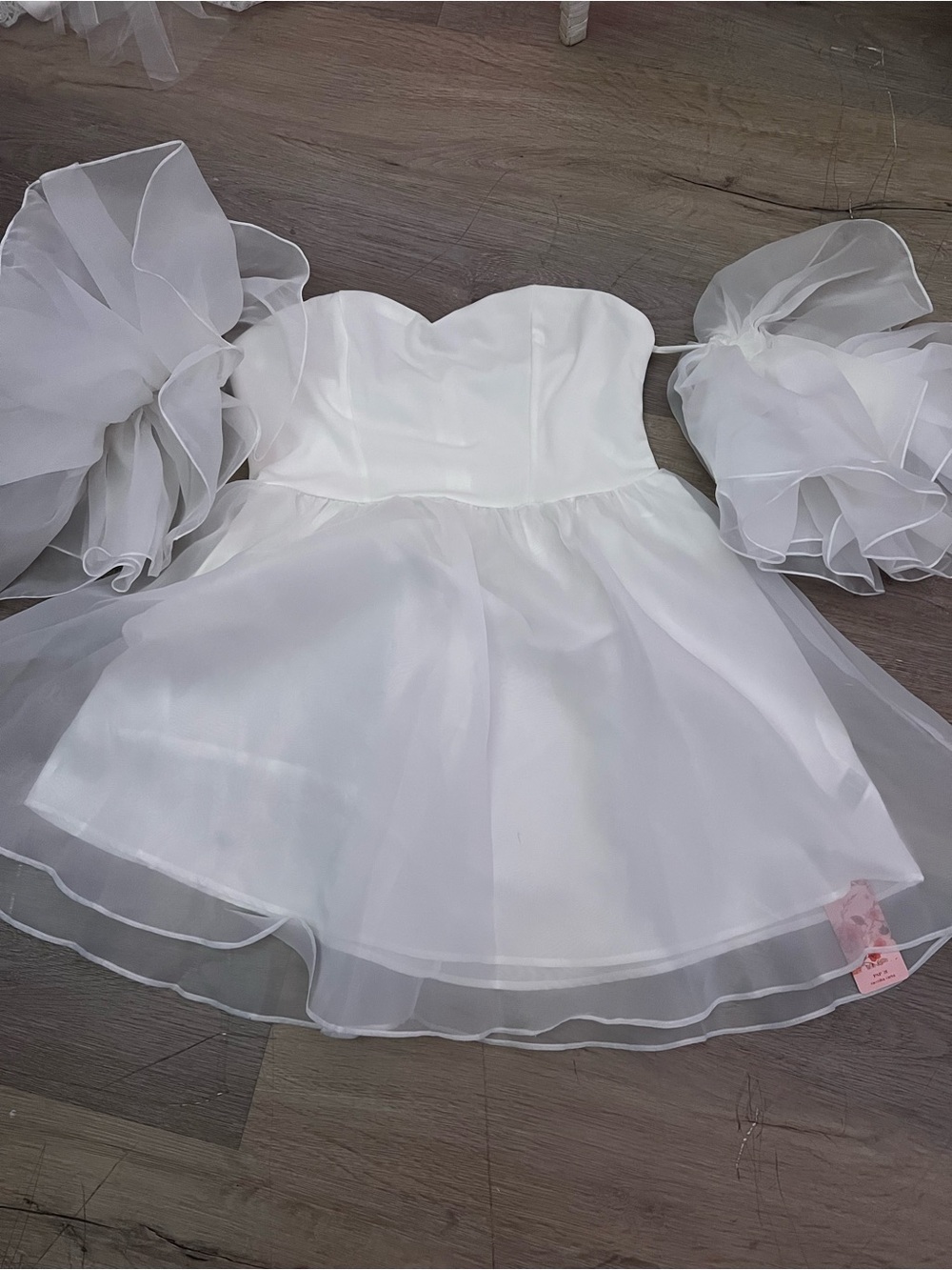 Sheer White Organza Puff-Sleeve dress